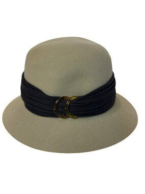 VTG Don Anderson New York Womens Felt Fedora Hat Wide Band & Double Ring